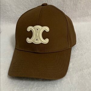 Celine Brown Cap with Cream Logo